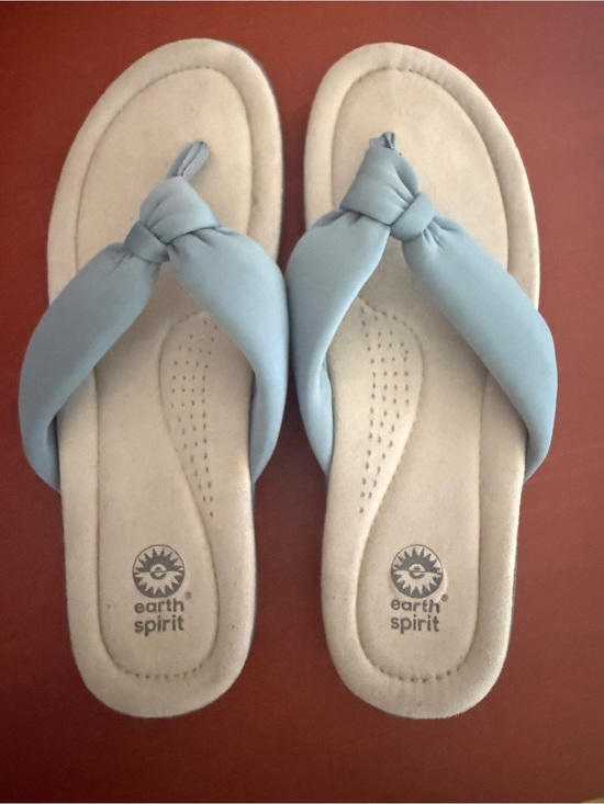 Earth Spirit Shoes - Earth Spirit Blue Knotted Thong Comfort Sandals Size 9.5 Cushion Flip Flops